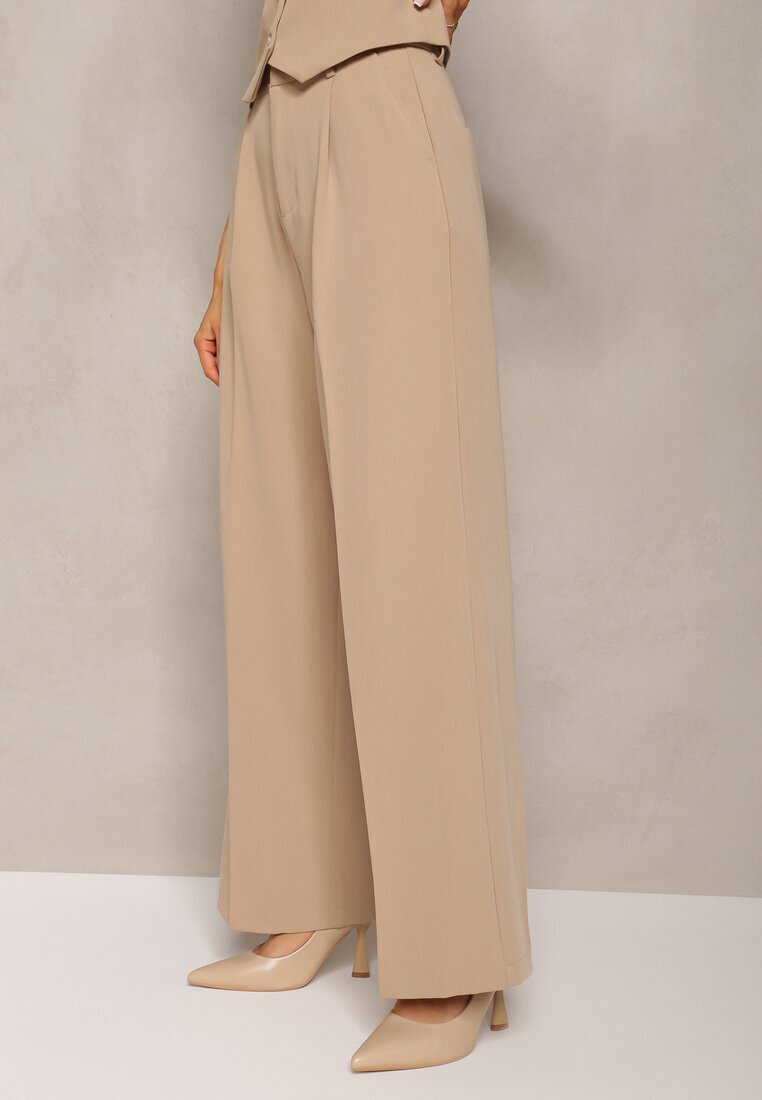 bisou's project Pantaloni bej largi High Waist Seraphella
