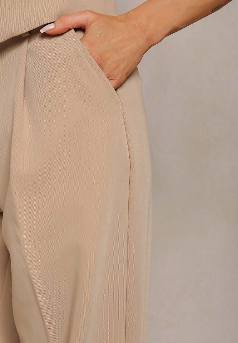 bisou's project Pantaloni bej largi High Waist Seraphella