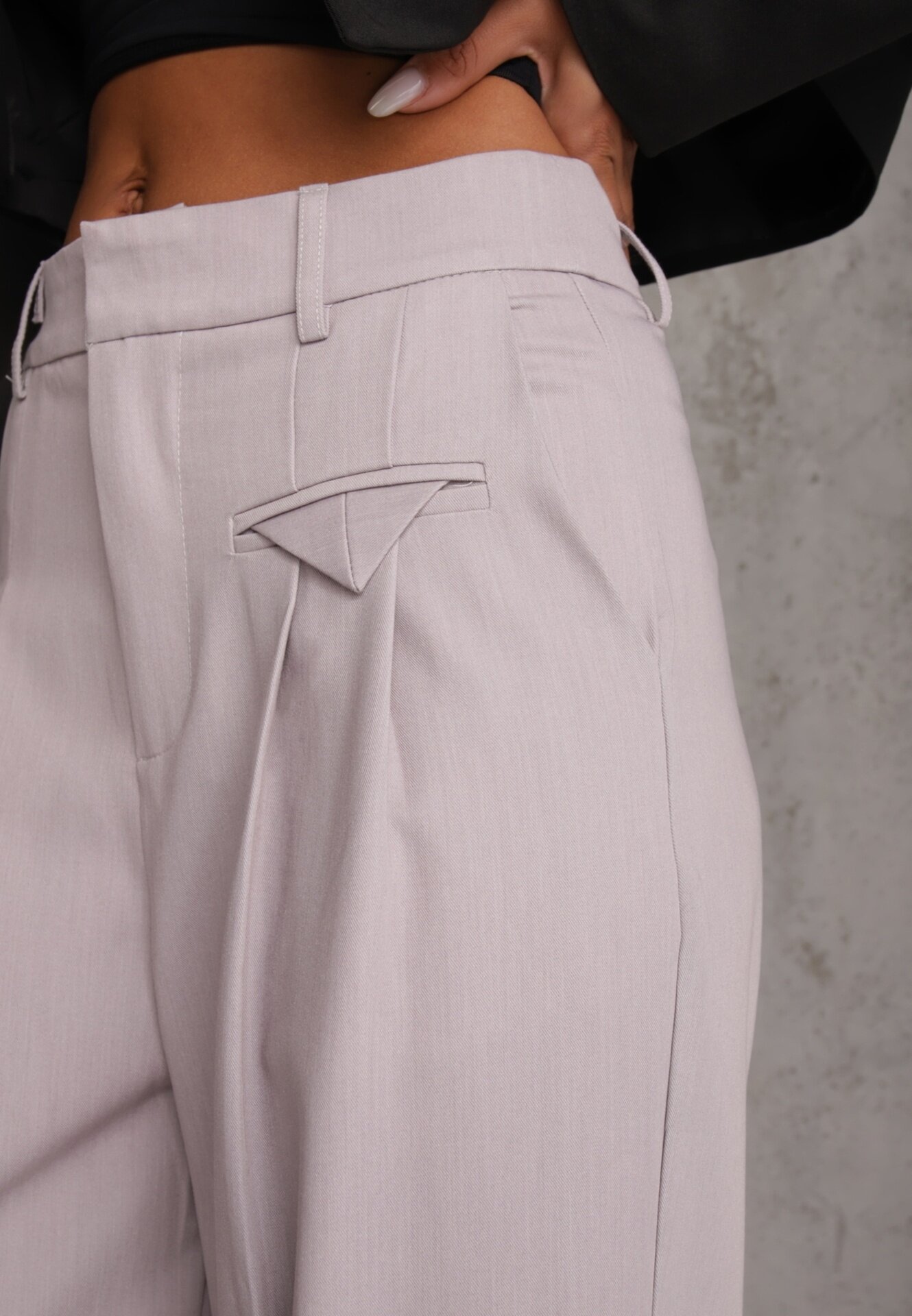 bisou's project Pantaloni de costum Gri Elegante cu talie înaltă Lainiva