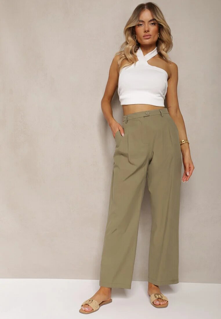 bisou's project Pantaloni De Costum Verzi Din Bumbac Cu Croială Largă Befia