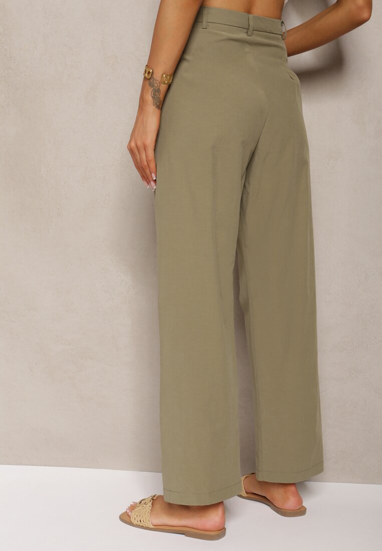 bisou's project Pantaloni De Costum Verzi Din Bumbac Cu Croială Largă Befia