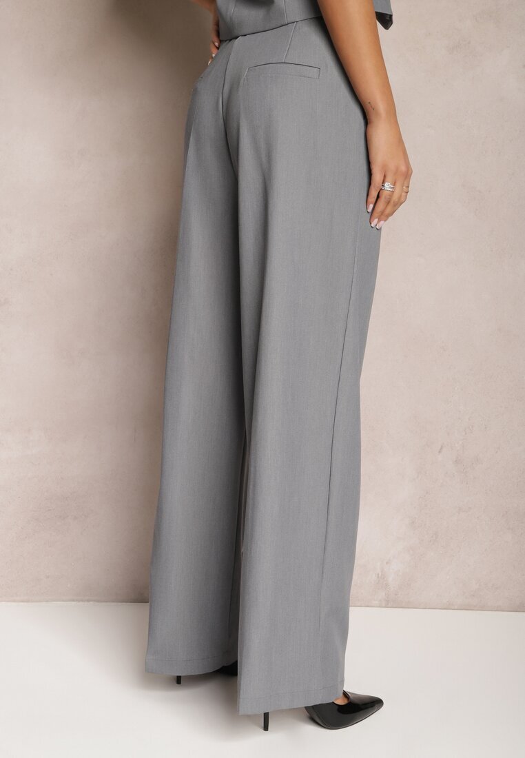 bisou's project Pantaloni Largi Gri High Waist Seraphella