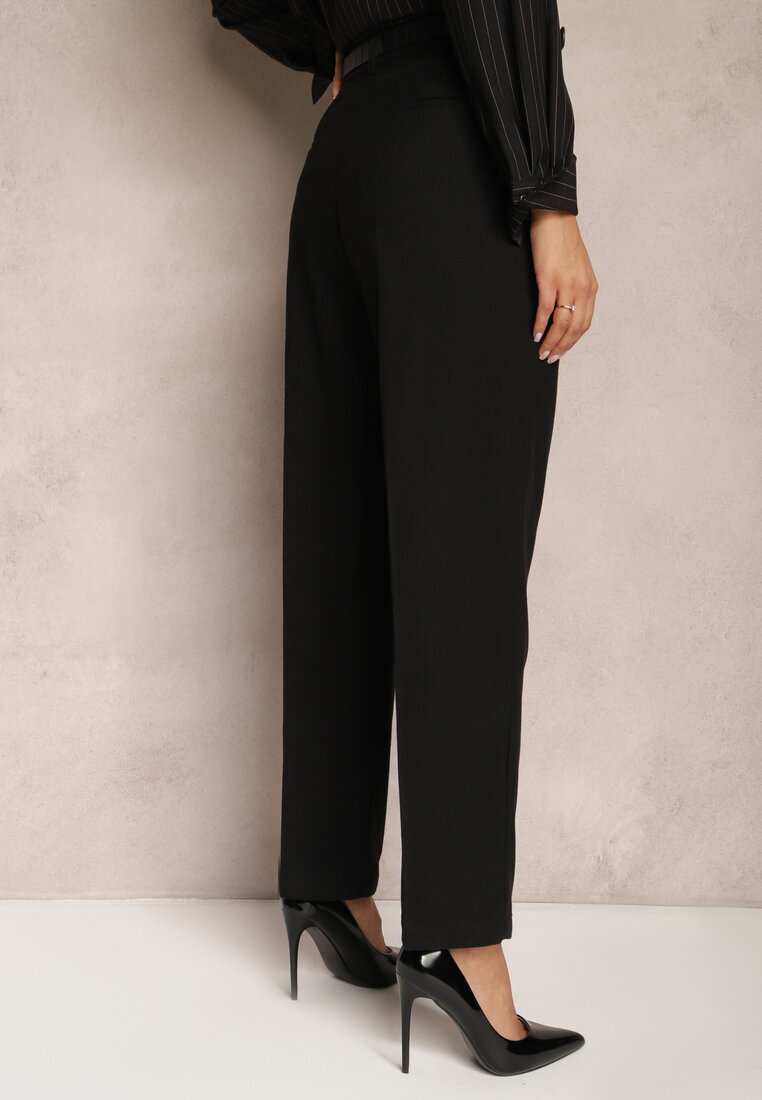 bisou's project Pantaloni Largi Negri cu Buzunare cu croială de costum Verati