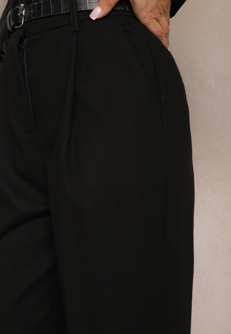 bisou's project Pantaloni Largi Negri cu Buzunare cu croială de costum Verati
