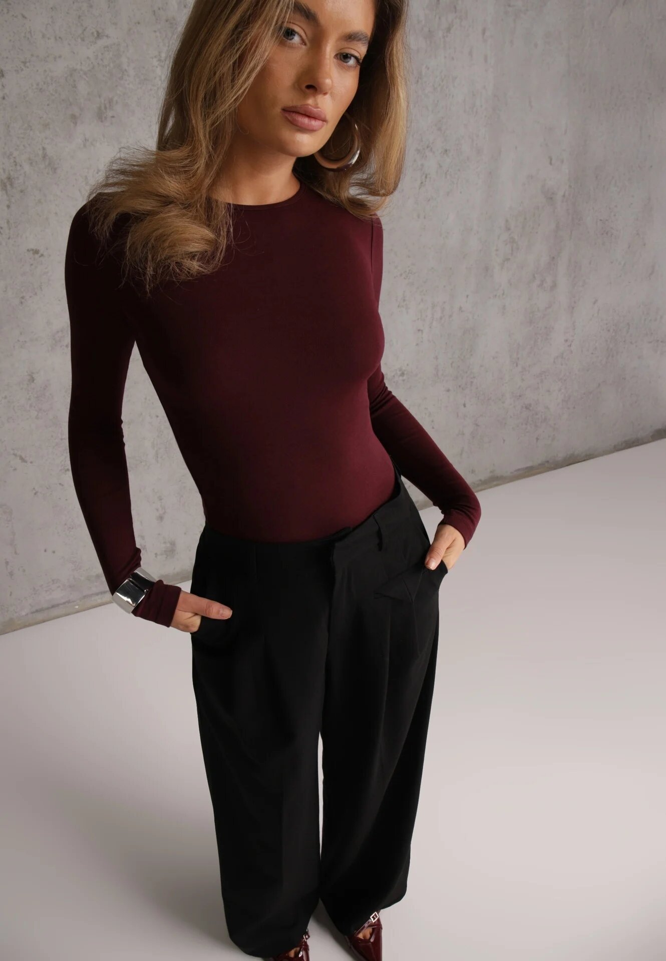bisou's project Pantaloni Negri Eleganti de Costum cu Talie Înaltă Lainiva