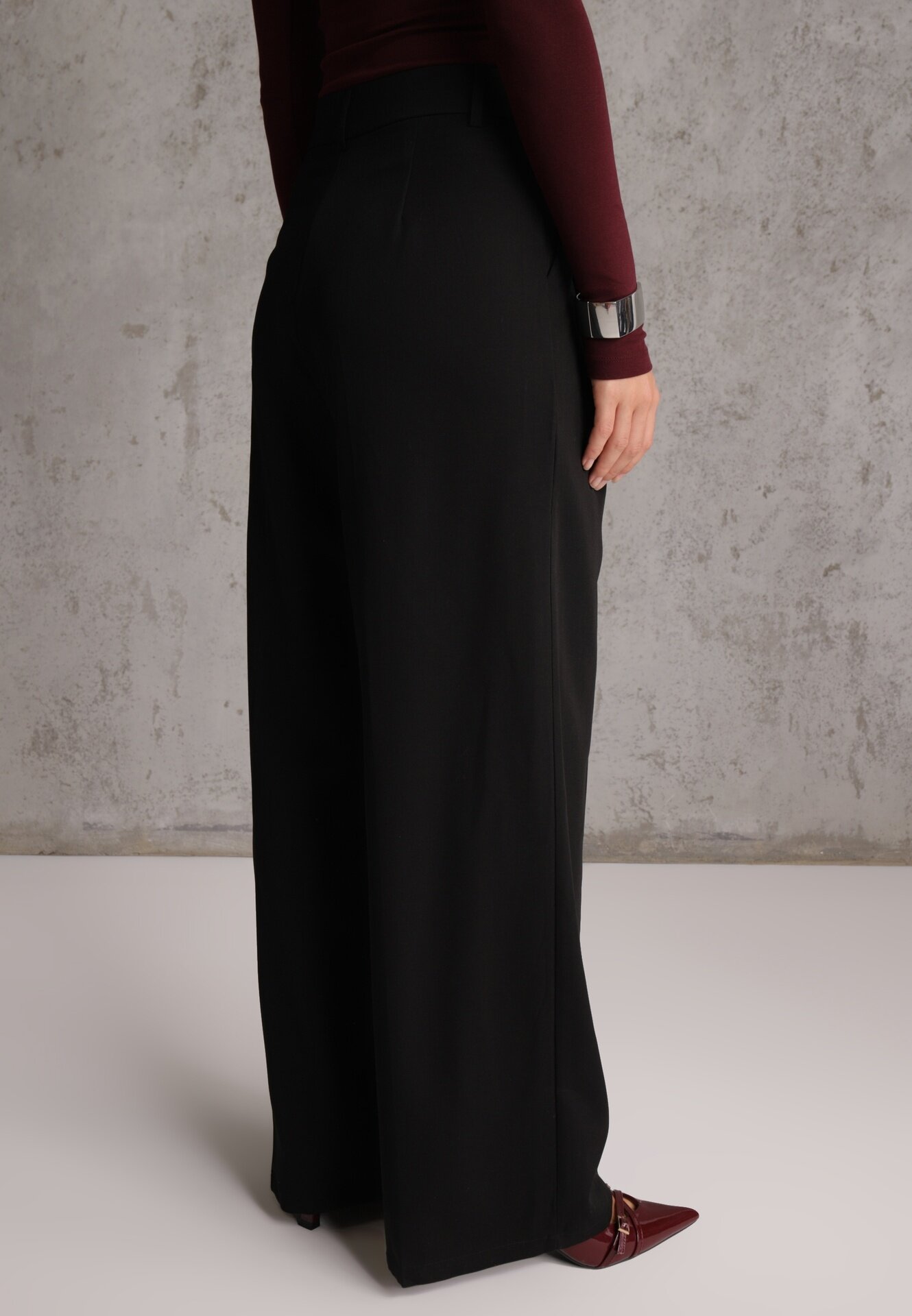 bisou's project Pantaloni Negri Eleganti de Costum cu Talie Înaltă Lainiva