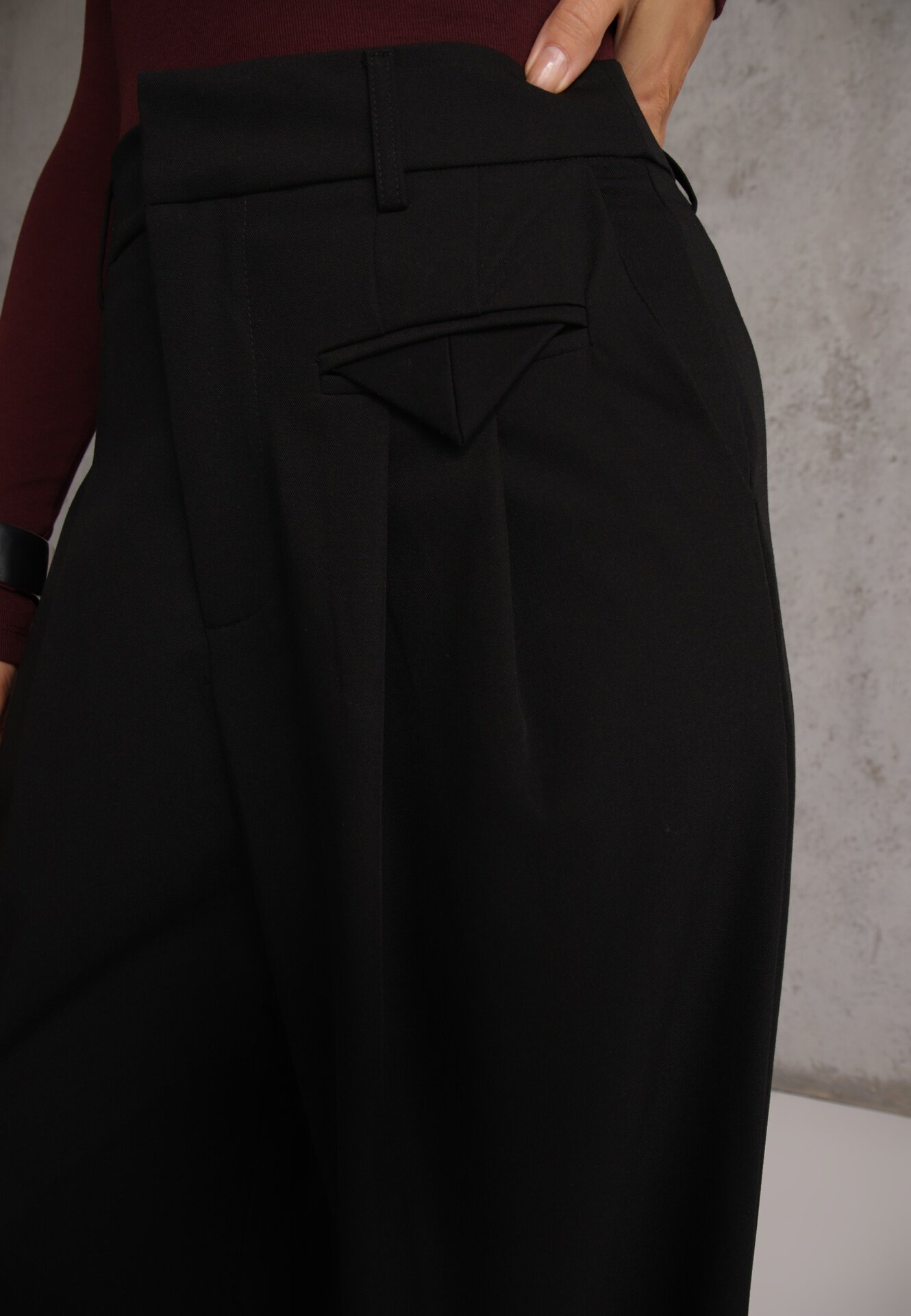 bisou's project Pantaloni Negri Eleganti de Costum cu Talie Înaltă Lainiva