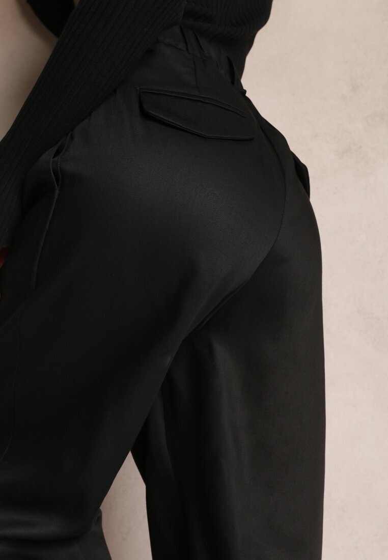 bisou's project Pantaloni Negri Largi High Waist cu Buzunare Keanne