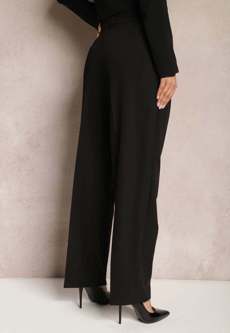 bisou's project Pantaloni Negri Talie înaltă în Stil Costum cu Buzunare Junife