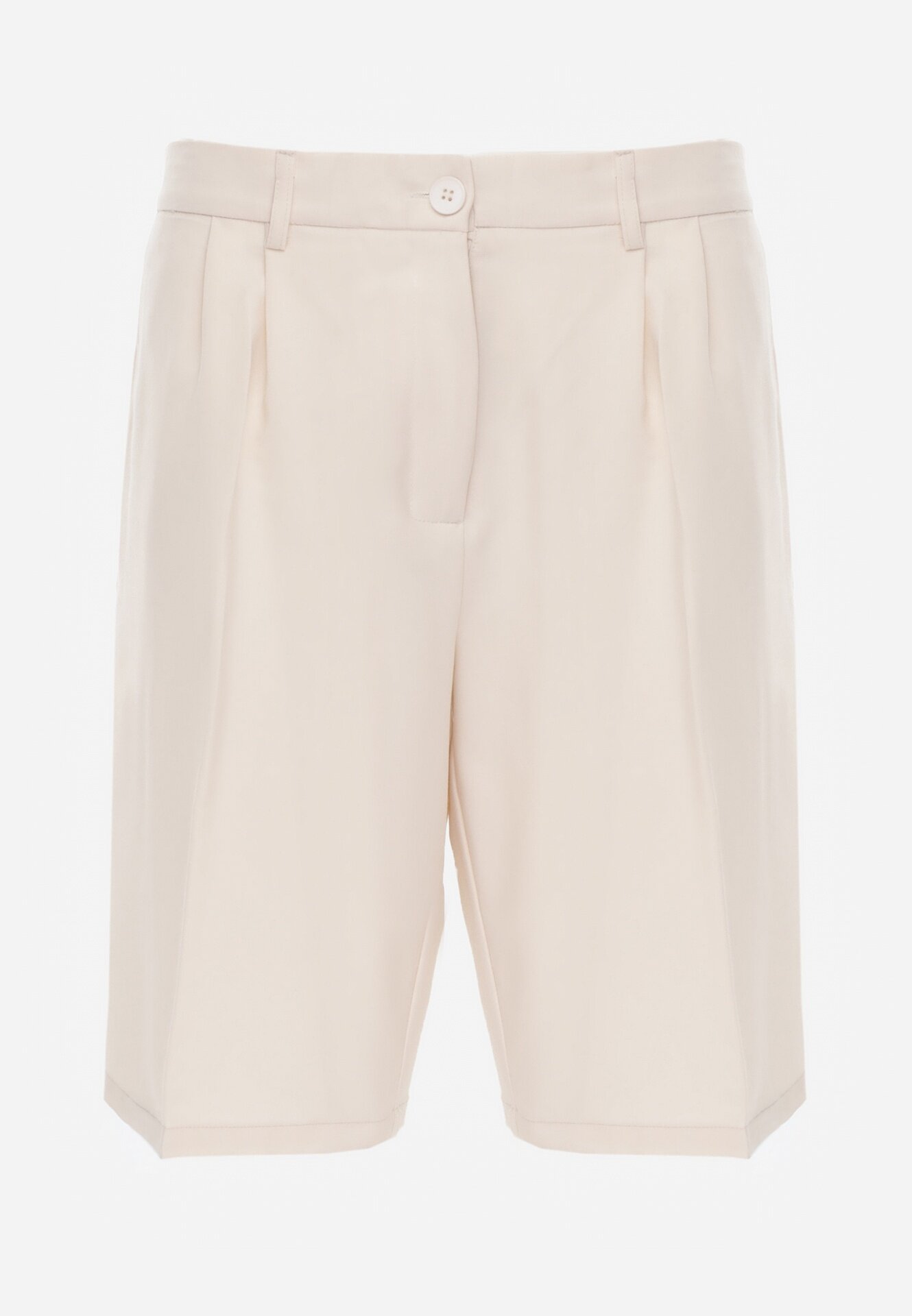 bisou's project Pantaloni scurți bej deschis cu croială de costum High Waist cu adaos de viscoză Mavvia