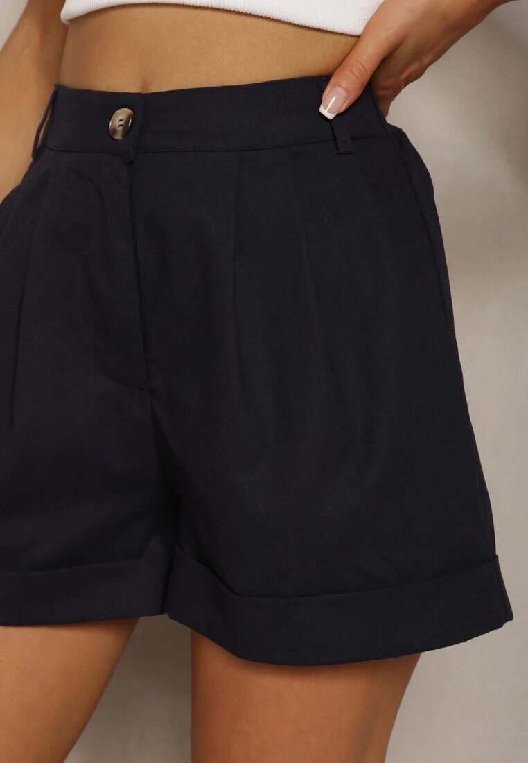 bisou's project Pantaloni scurți Bleumarin Tip Bermuda din Bumbac și In Talie înaltă Fiefia