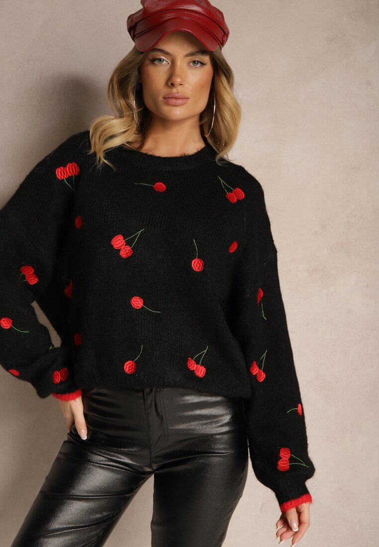 bisou's project Pulover Negru cu Cireșe cu adaos de Lână Eltintia