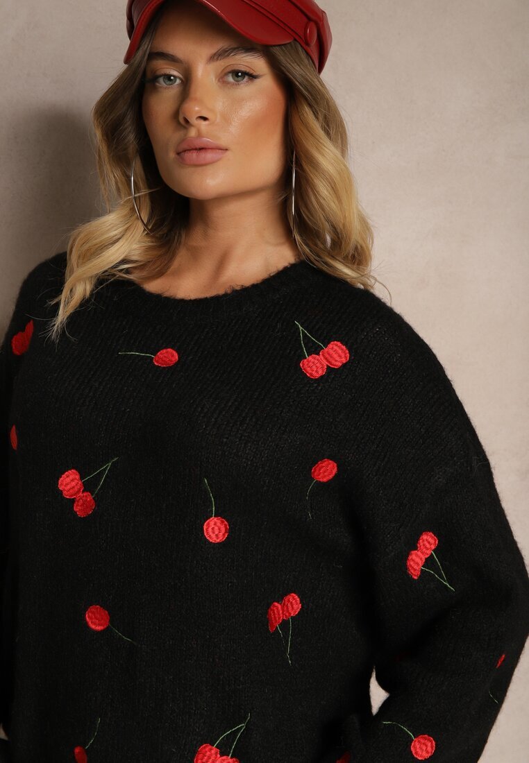 bisou's project Pulover Negru cu Cireșe cu adaos de Lână Eltintia