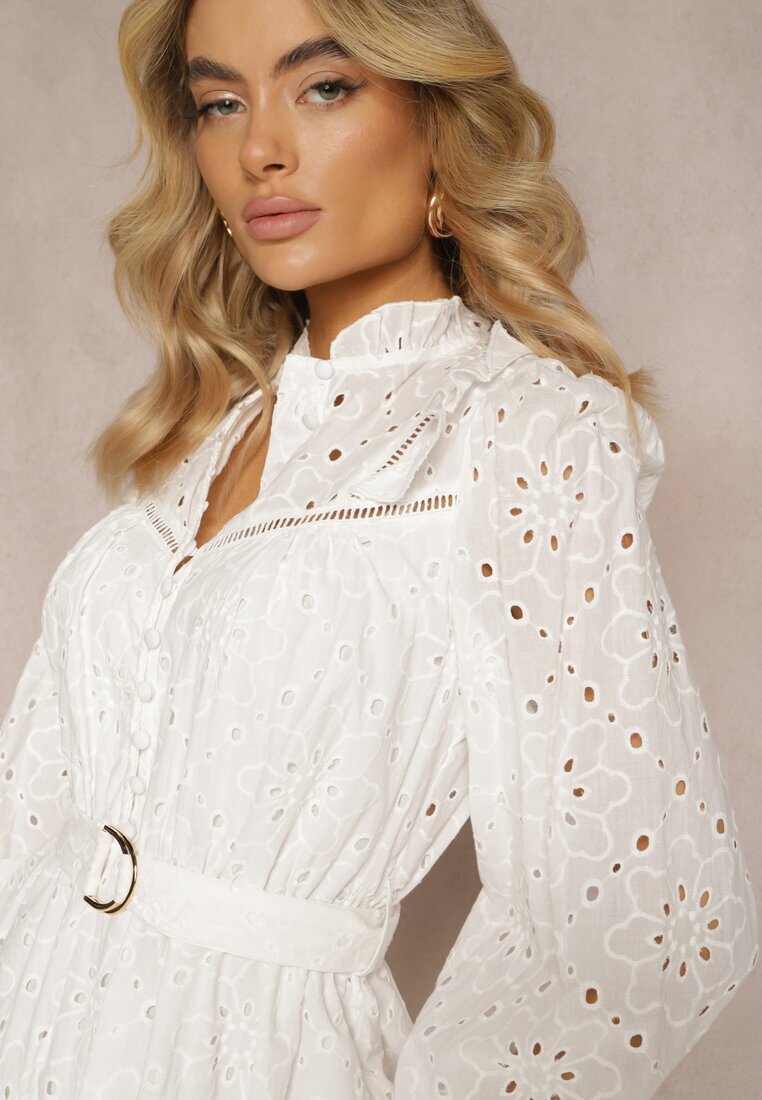 bisou's project Rochie Albă de Bumbac cu Croială Cloș cu Broderie Decorativă Bealiosa