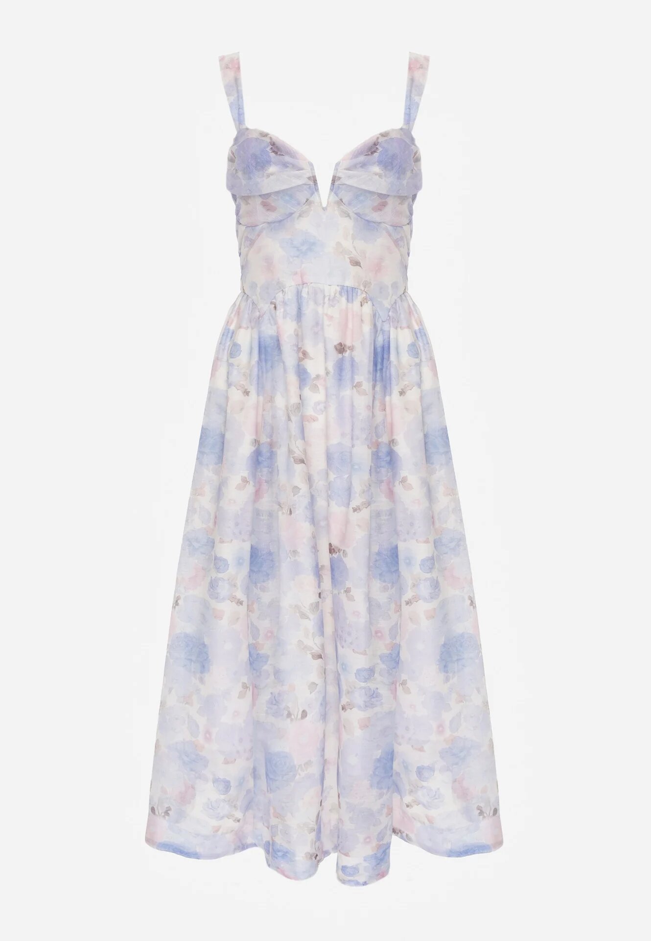 bisou's project Rochie Cloș Albastră pe Bretele Florală în Stil Romantic Callisise