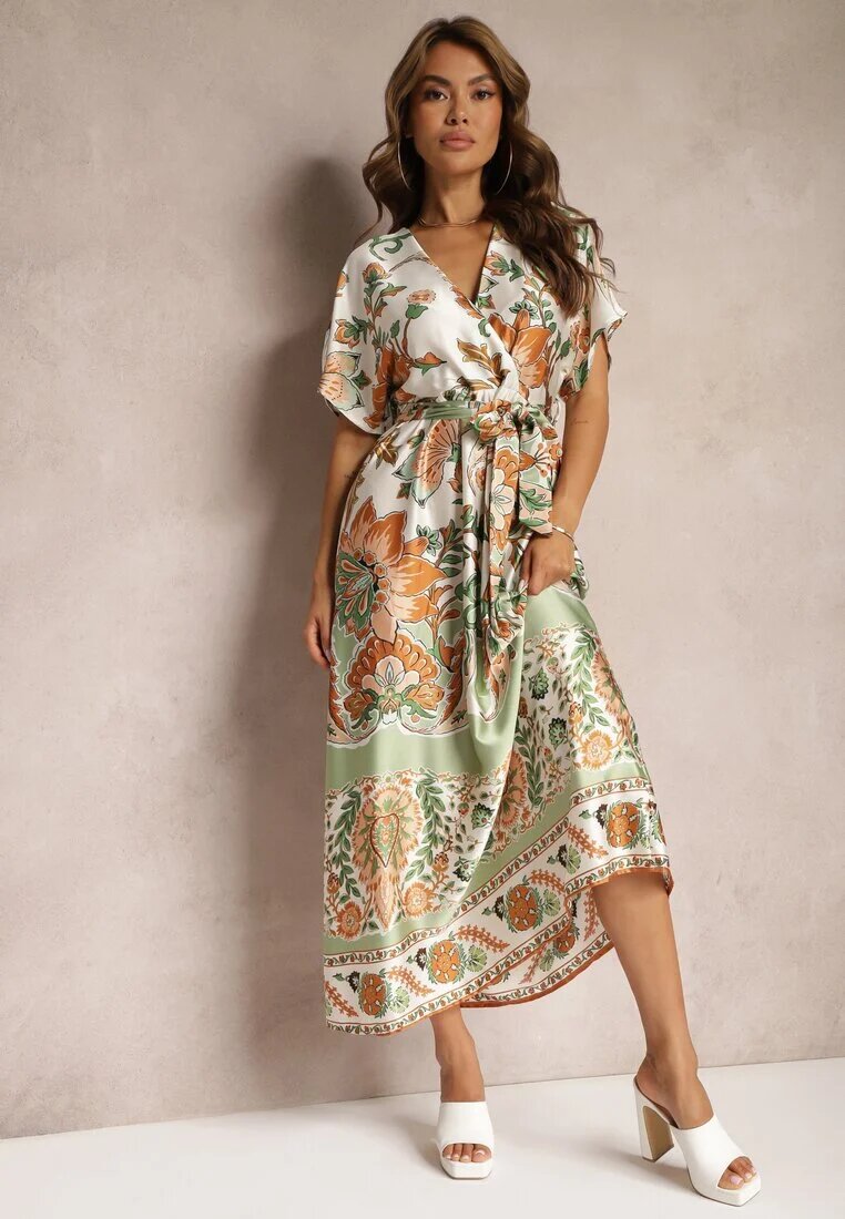 bisou's project Rochie Petrecută Verde Maxi cu elastic în talie și cu fusta evazată Jeanina