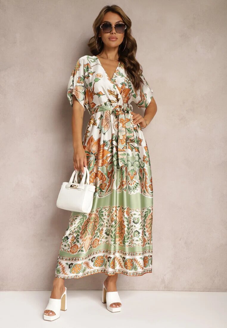 bisou's project Rochie Petrecută Verde Maxi cu elastic în talie și cu fusta evazată Jeanina