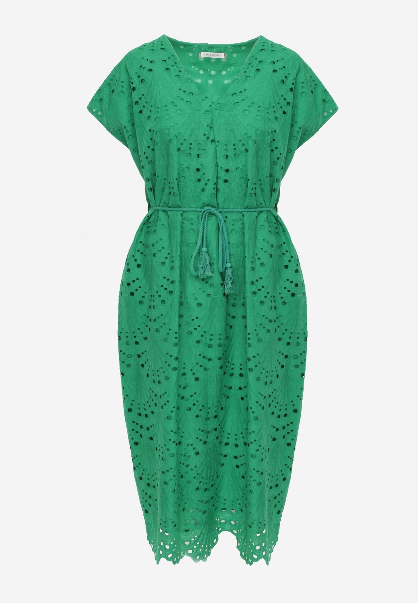 bisou's project Rochie Verde Din Bumbac cu broderie și curea din material în talie Dimla