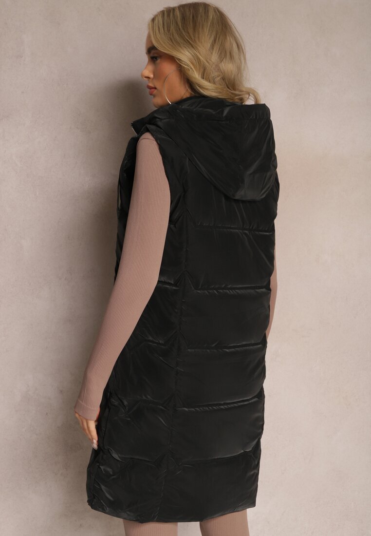 black&fish Vestă Neagră cu matlasare lată cu croială lungă Hanesia
