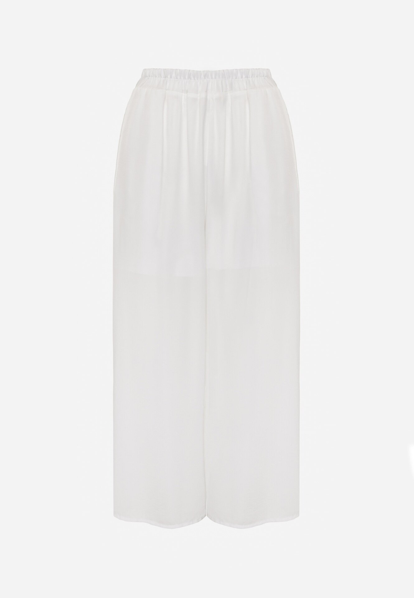 bludeise Pantaloni Albi Din Vâscoză Largi High Waist Rissalene