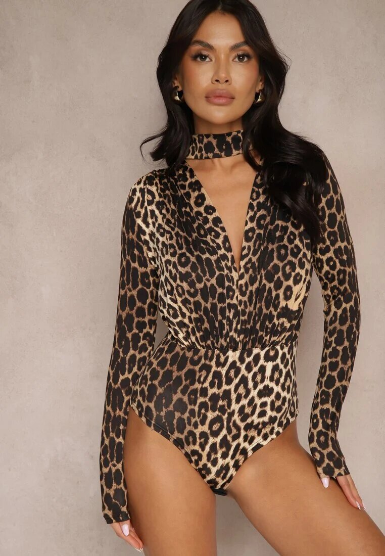  Body Maro Încrețit Leopard din vâscoză și pliseu decorativ Mortattia