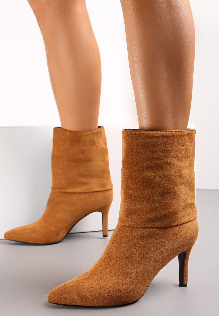  Botine Maro cu Toc Stiletto cu Tiv Întors Adah