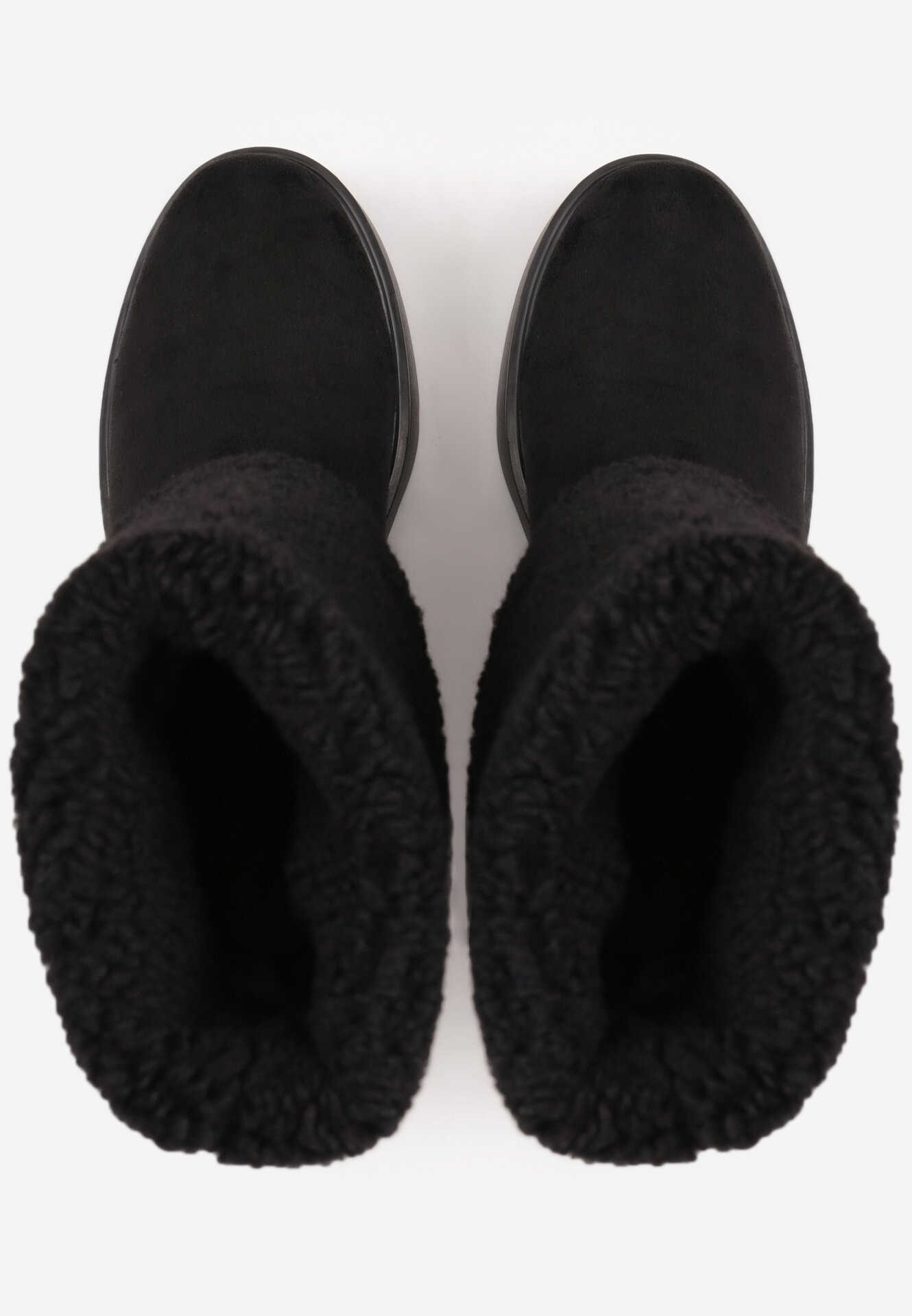  Botine Negre pe Pană Ornate cu Blană de Miel și cu Guler Întors Irissinae