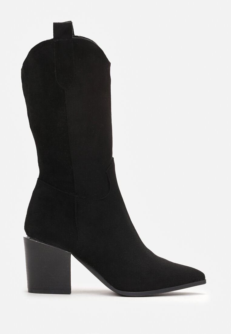  Botine Negre Stil cowboy Cu toc Cu carâmb lung Mabilla