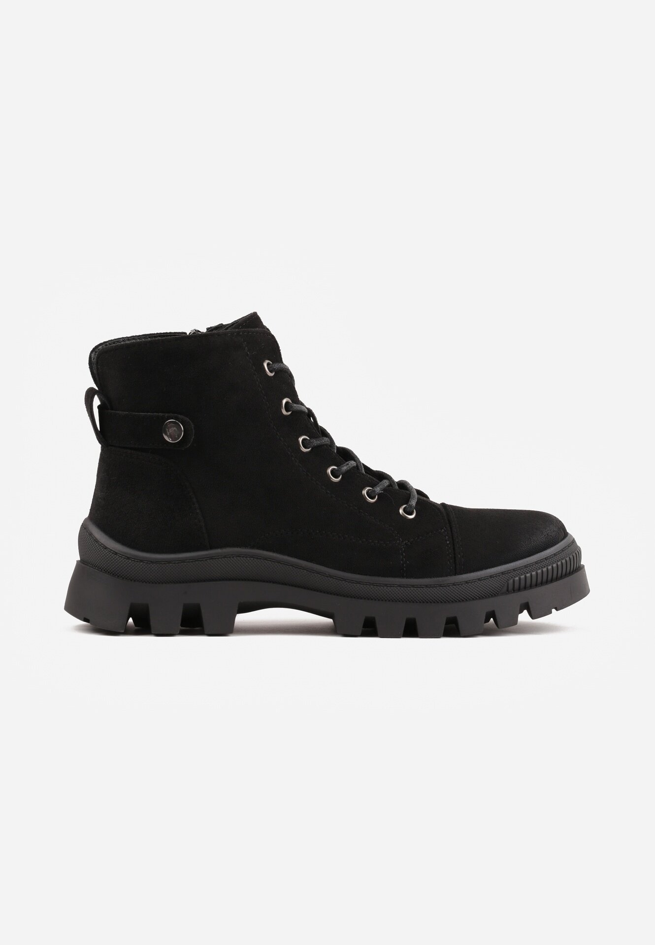  Botine trapper Negre cu platformă decorate cu curea Argiva