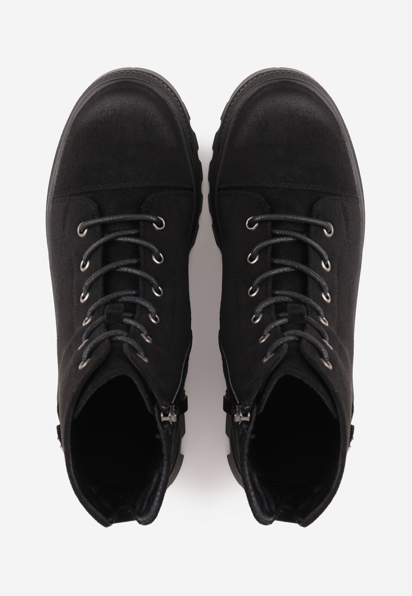  Botine trapper Negre cu platformă decorate cu curea Argiva