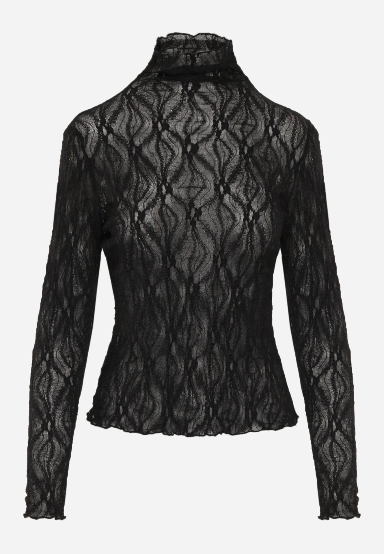 by swan Bluză longsleeve din plasă din dantelă cu adaos de viscoză Pirina Neagră