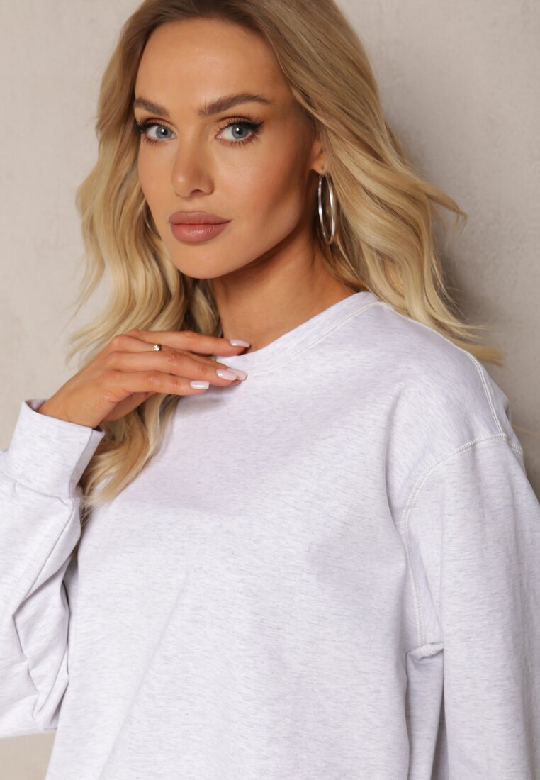 by swan Bluză Oversize gri deschis din bumbac cu croială scurtă Sibolla