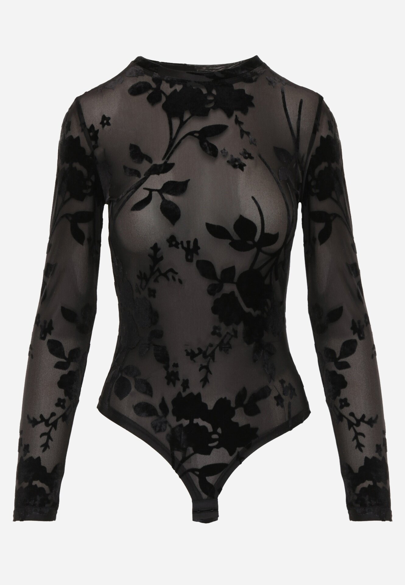 by swan Body din plasă cu adaos de vâscoză cu model din velur cu flori Echossia Negru