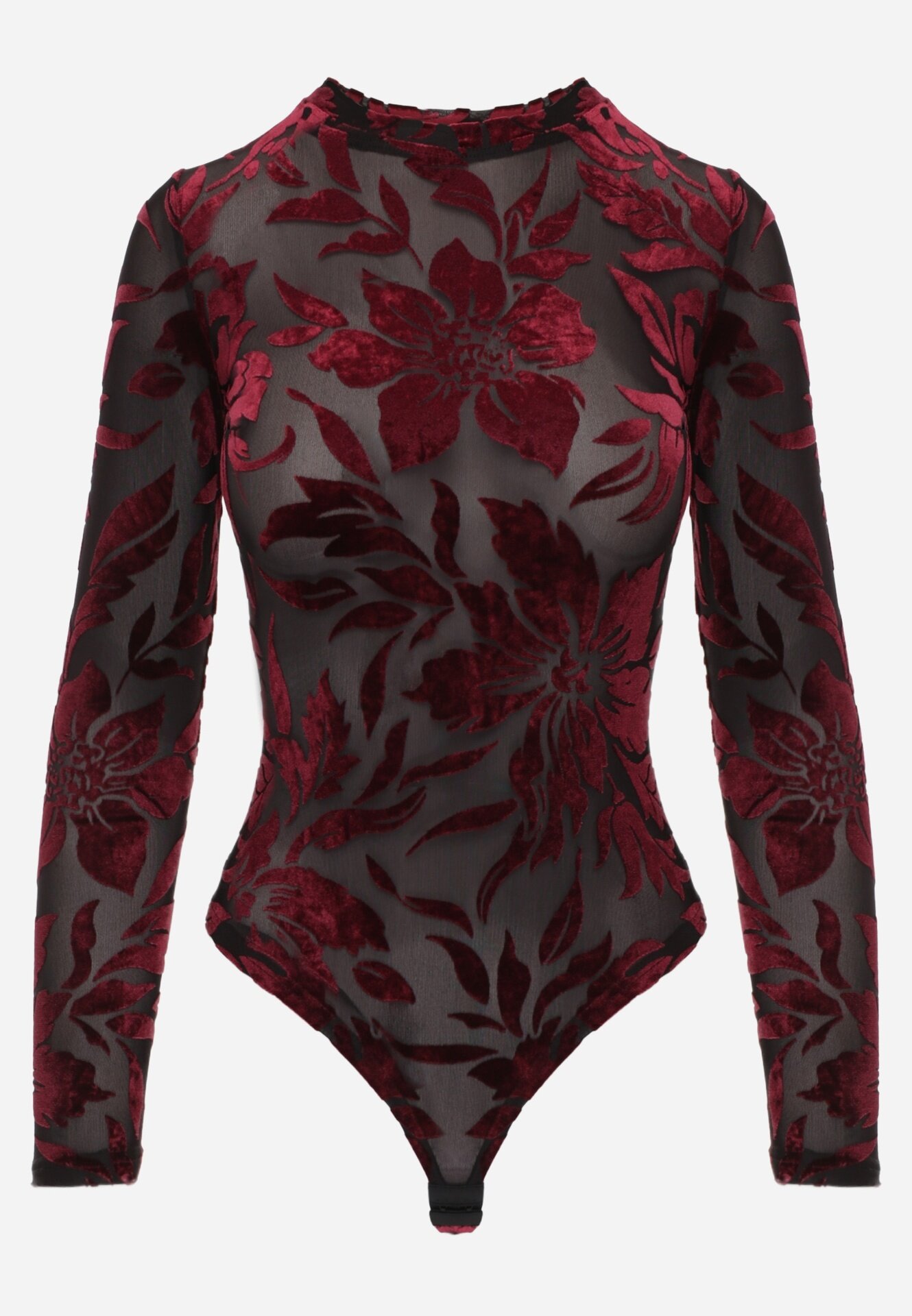 by swan Body din plasă cu adaos de vâscoză cu motiv vegetal din velur Quintesa Bordo