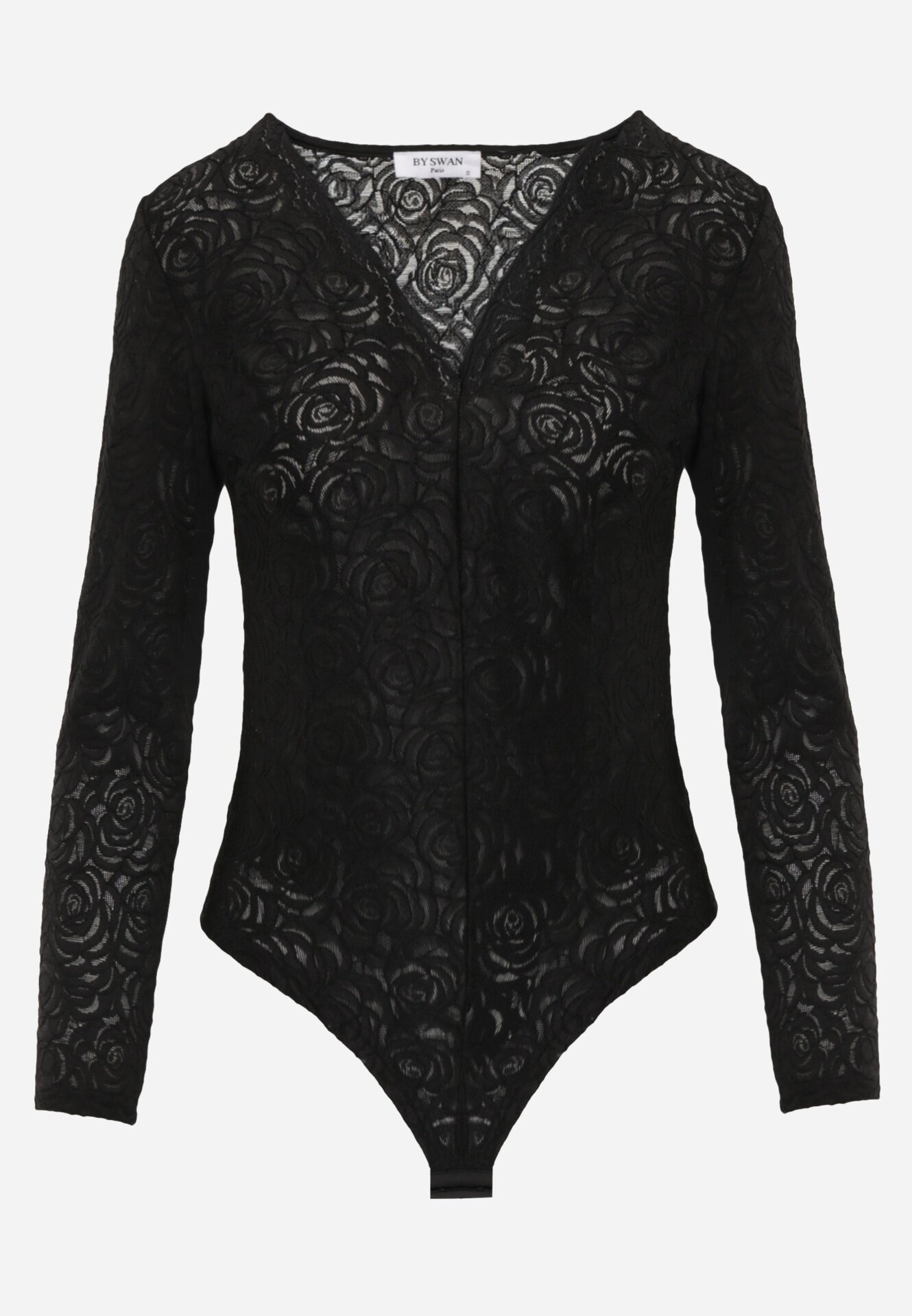 by swan Body elegant din dantelă cu decolteu în V Vattia Negru