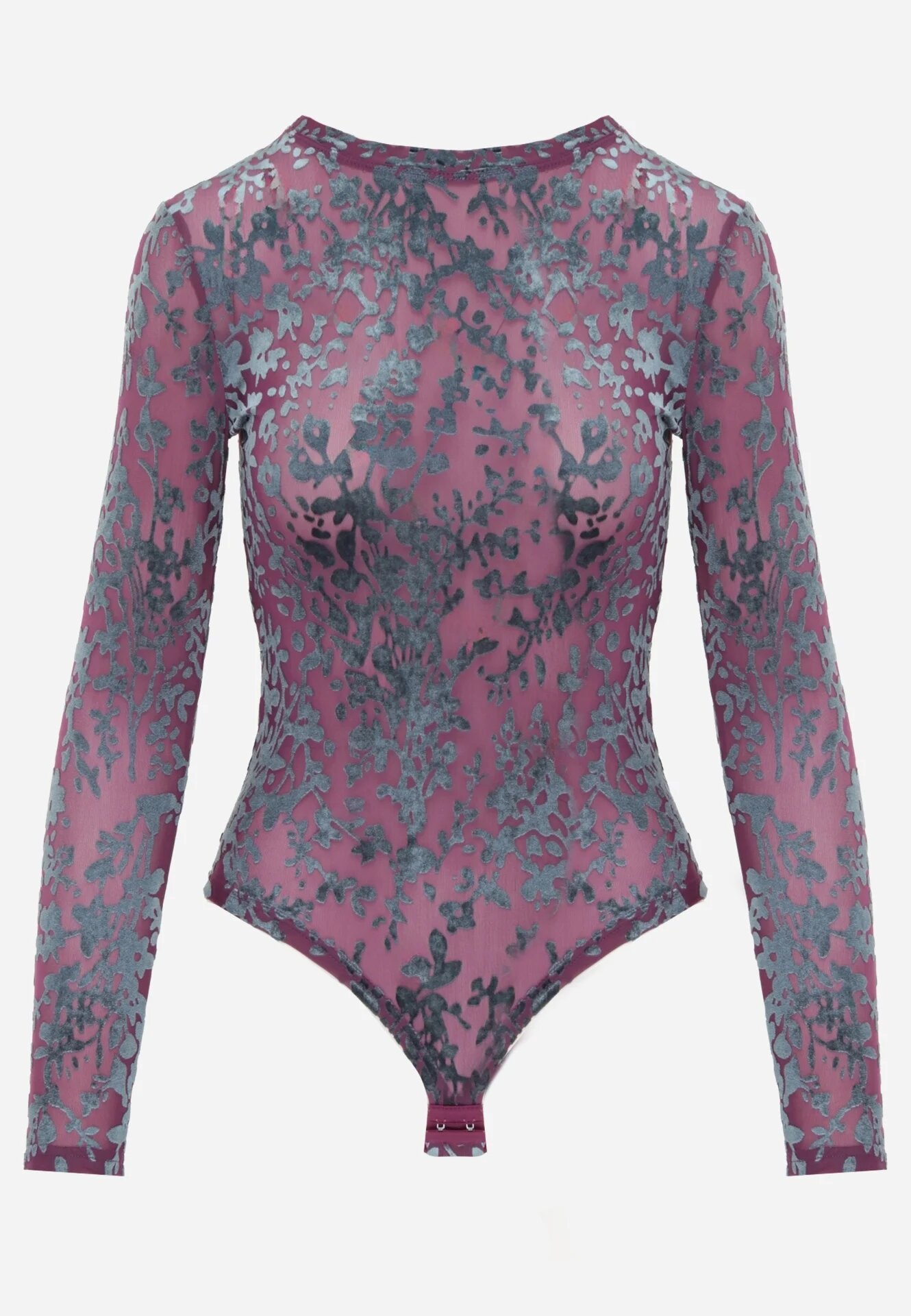 by swan Body Mov închis cu Model Floral din Velur Aigal