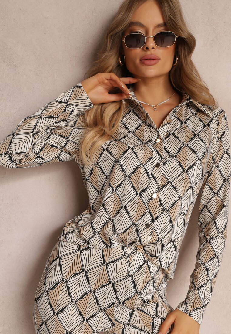 by swan Cămașă Bej Decorată cu Model Ornamental Ziacahe