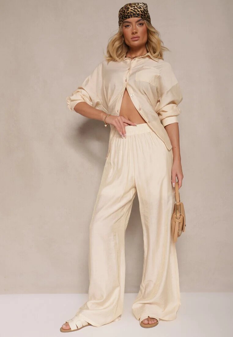 by swan Cămașă Bej deschis Oversize în Stil Clasic cu Buzunar Liozira