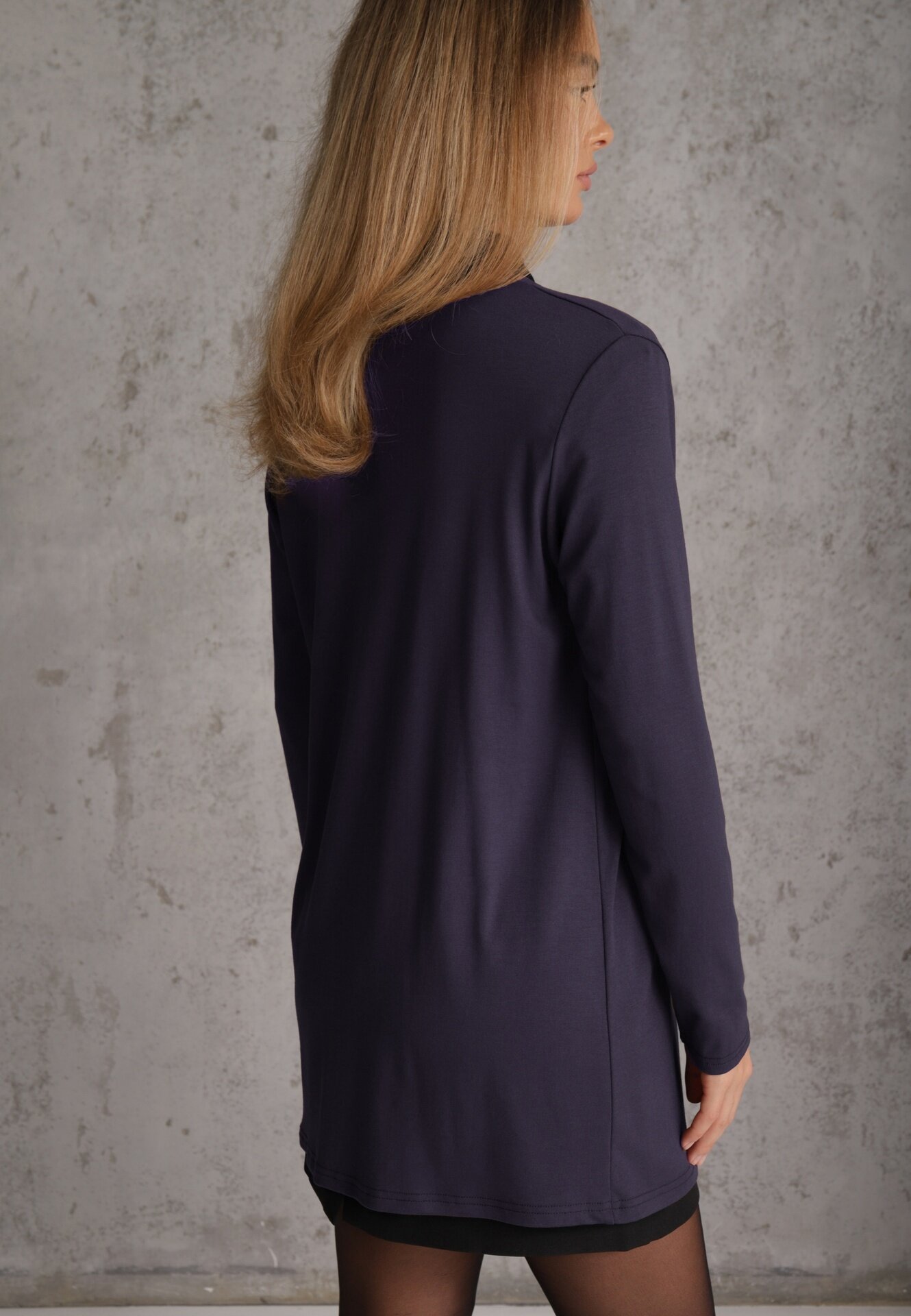 by swan Cardigan neîncheiat din bumbac în stil Basic Kireal Bleumarin