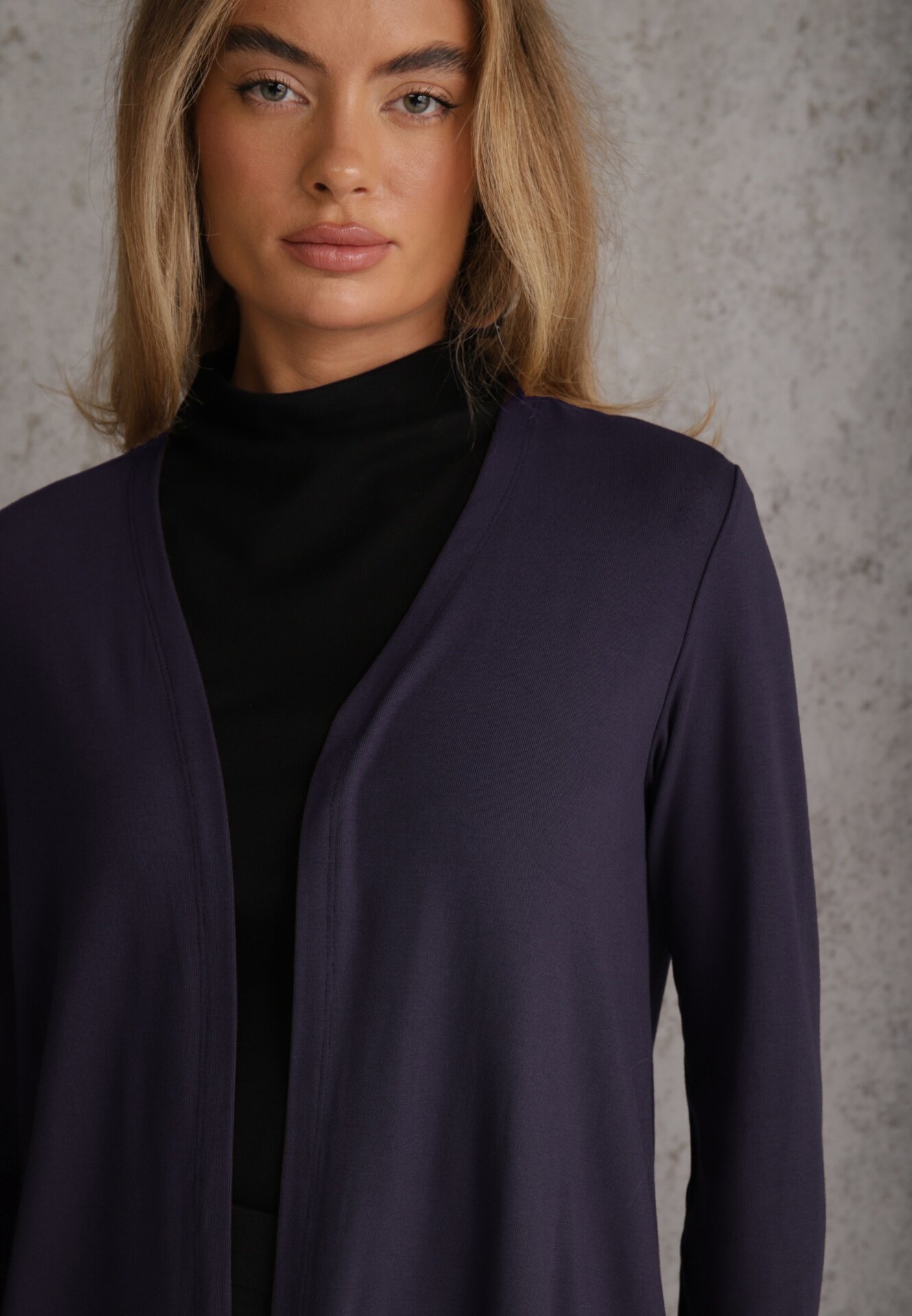 by swan Cardigan neîncheiat din bumbac în stil Basic Kireal Bleumarin