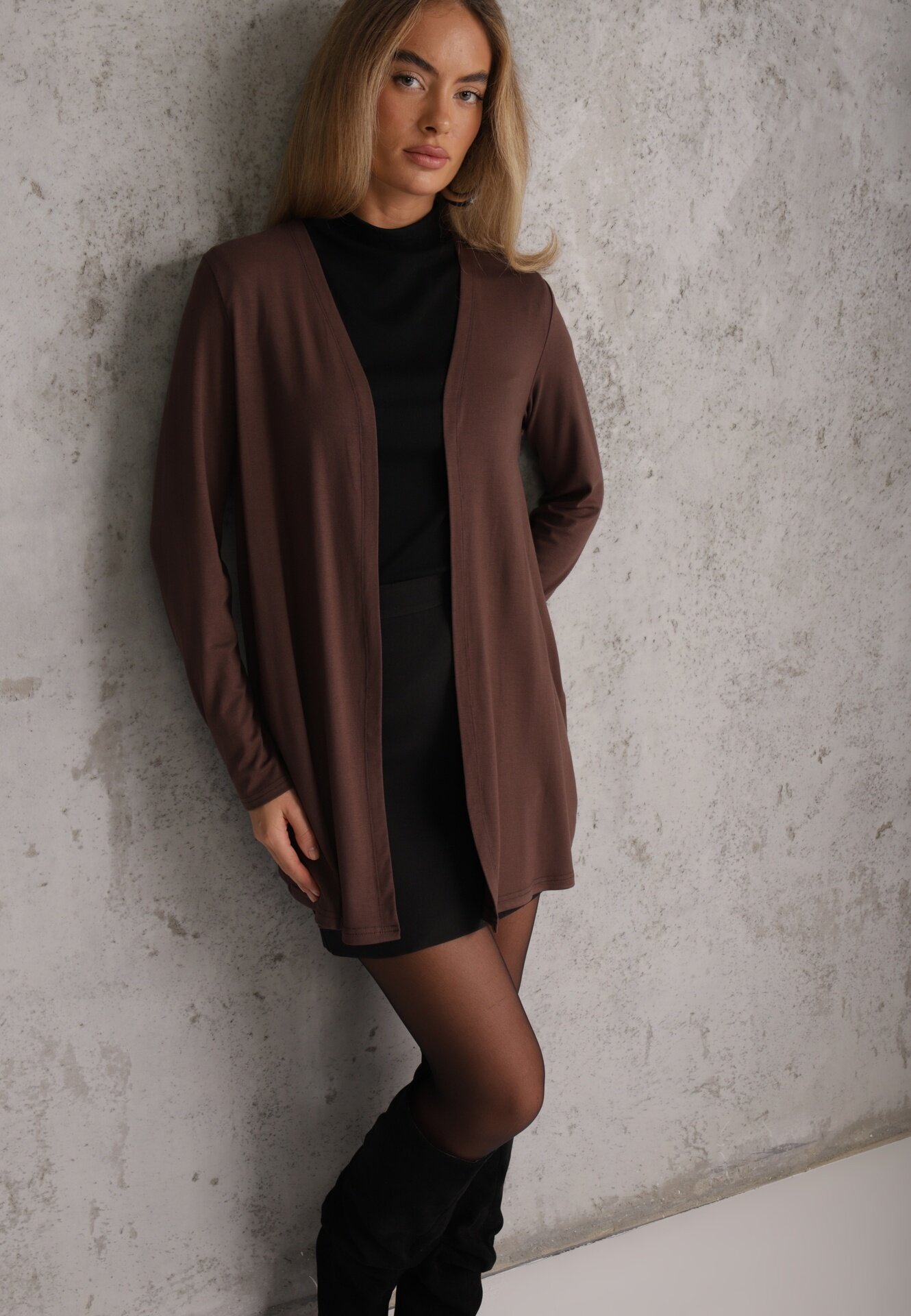 by swan Cardigan neîncheiat din bumbac în stil Basic Kireal Maro
