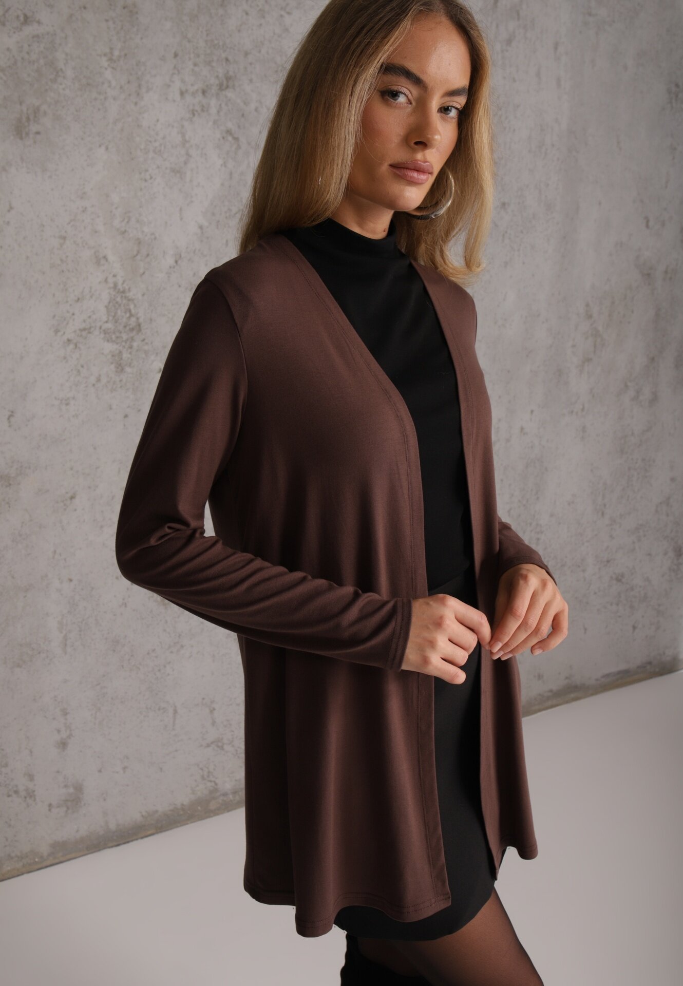 by swan Cardigan neîncheiat din bumbac în stil Basic Kireal Maro
