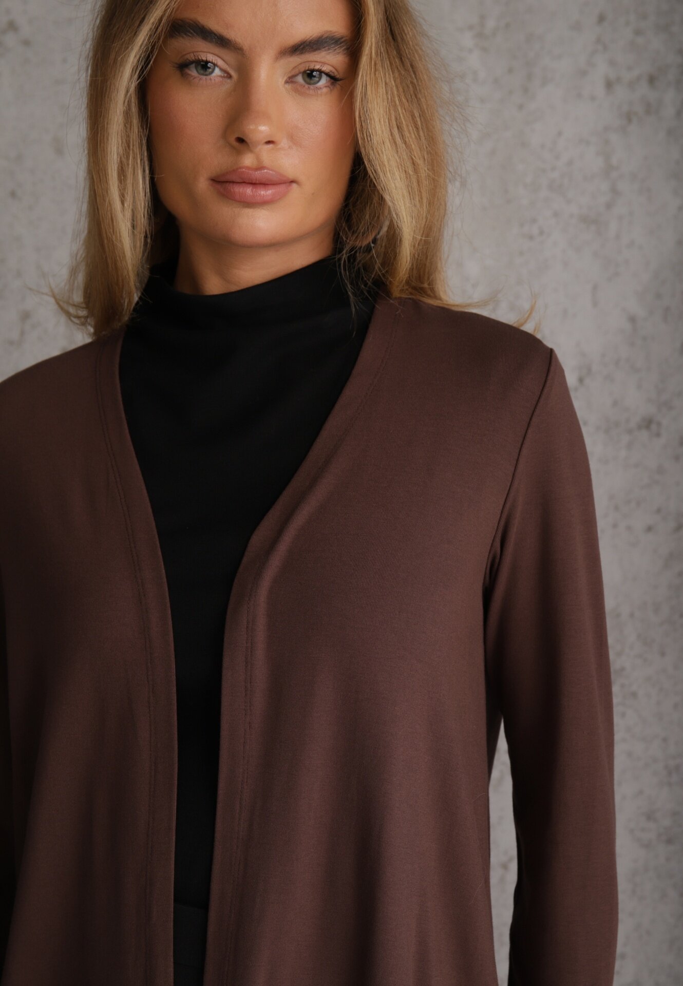 by swan Cardigan neîncheiat din bumbac în stil Basic Kireal Maro