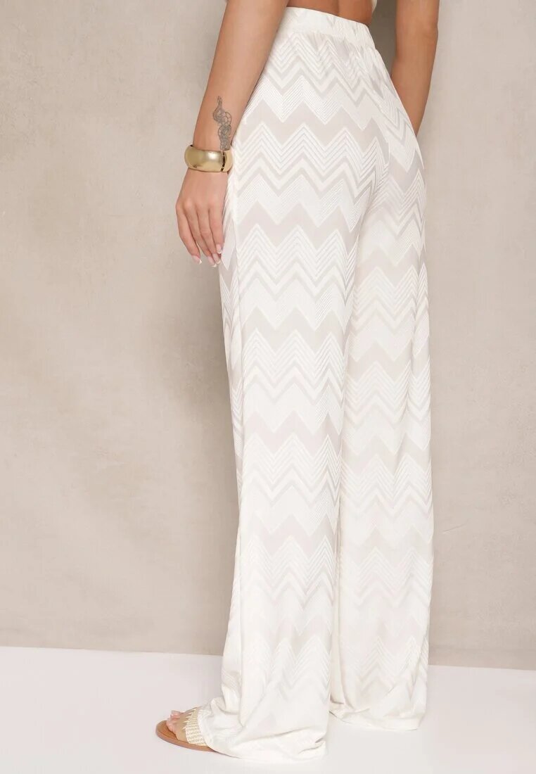 by swan Pantaloni Bej deschis din Viscoză Croială largă High Waist Weralis