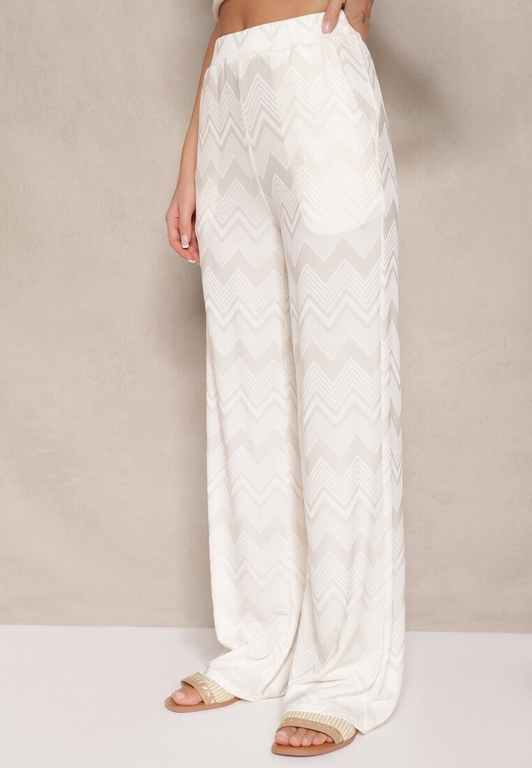 by swan Pantaloni Bej deschis din Viscoză Croială largă High Waist Weralis