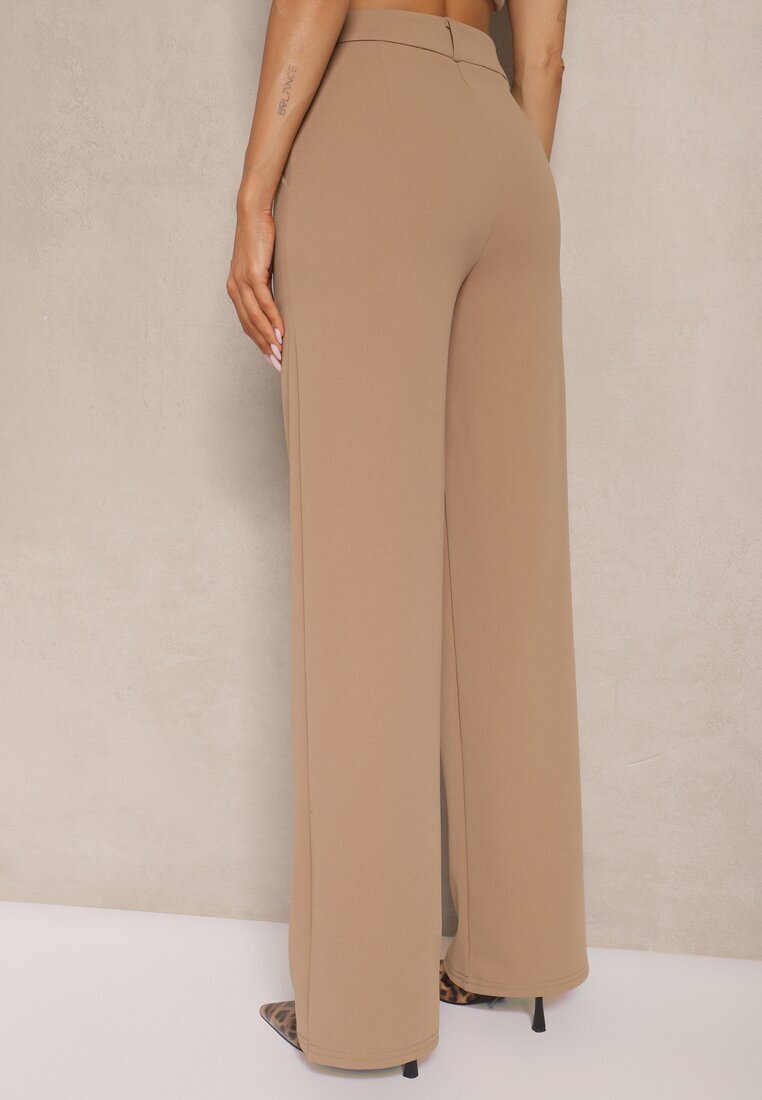 by swan Pantaloni bej închis croială tip costum din viscoză cu picioare drepte Senarielia