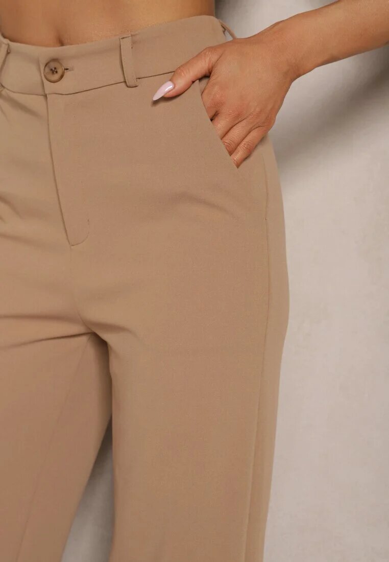 by swan Pantaloni bej închis croială tip costum din viscoză cu picioare drepte Senarielia