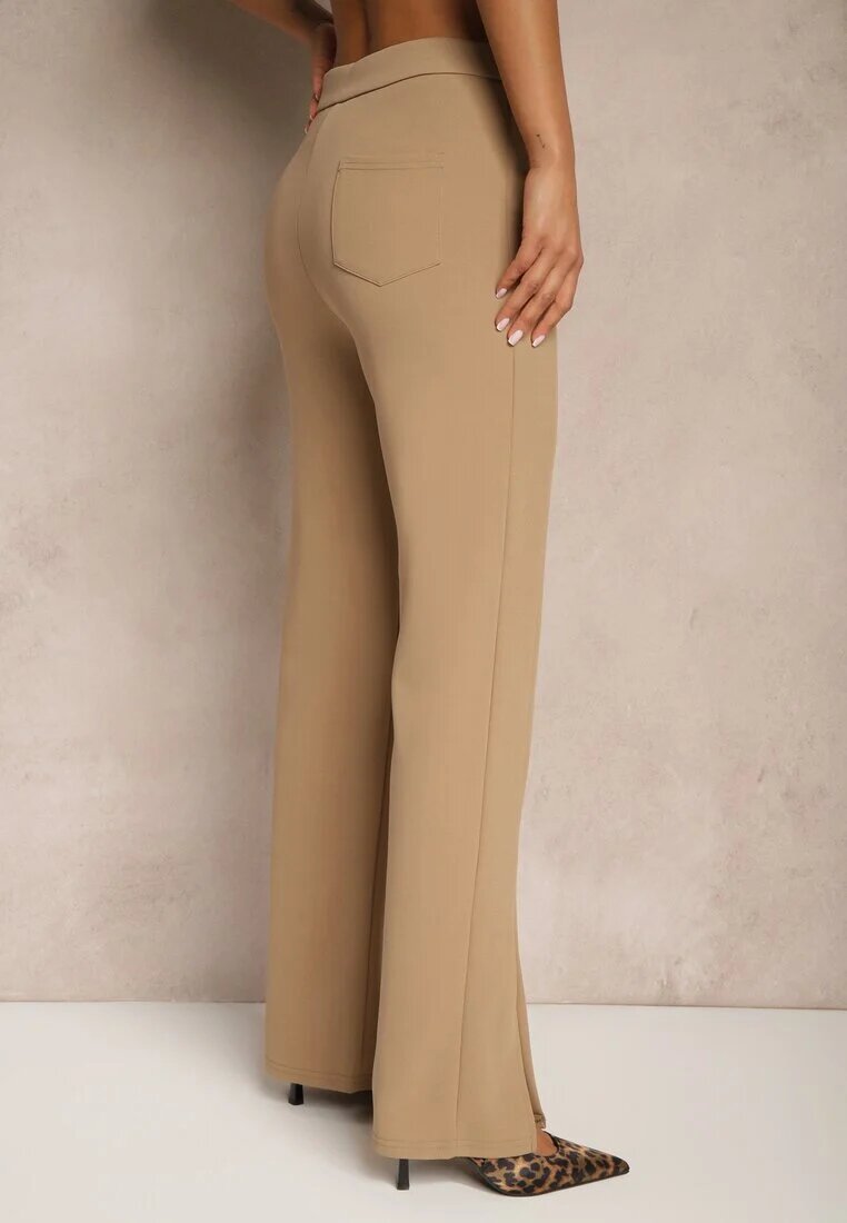 by swan Pantaloni Bej închis cu Viscoză High Waist în Stil Elegant Tatariela