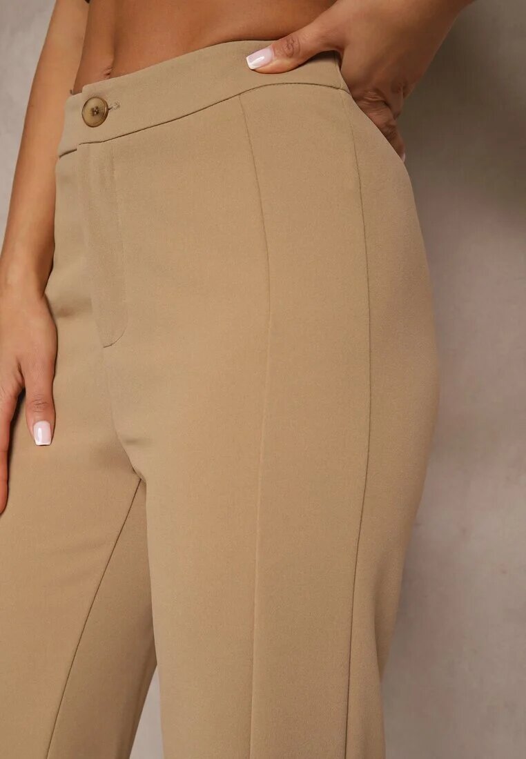 by swan Pantaloni Bej închis cu Viscoză High Waist în Stil Elegant Tatariela