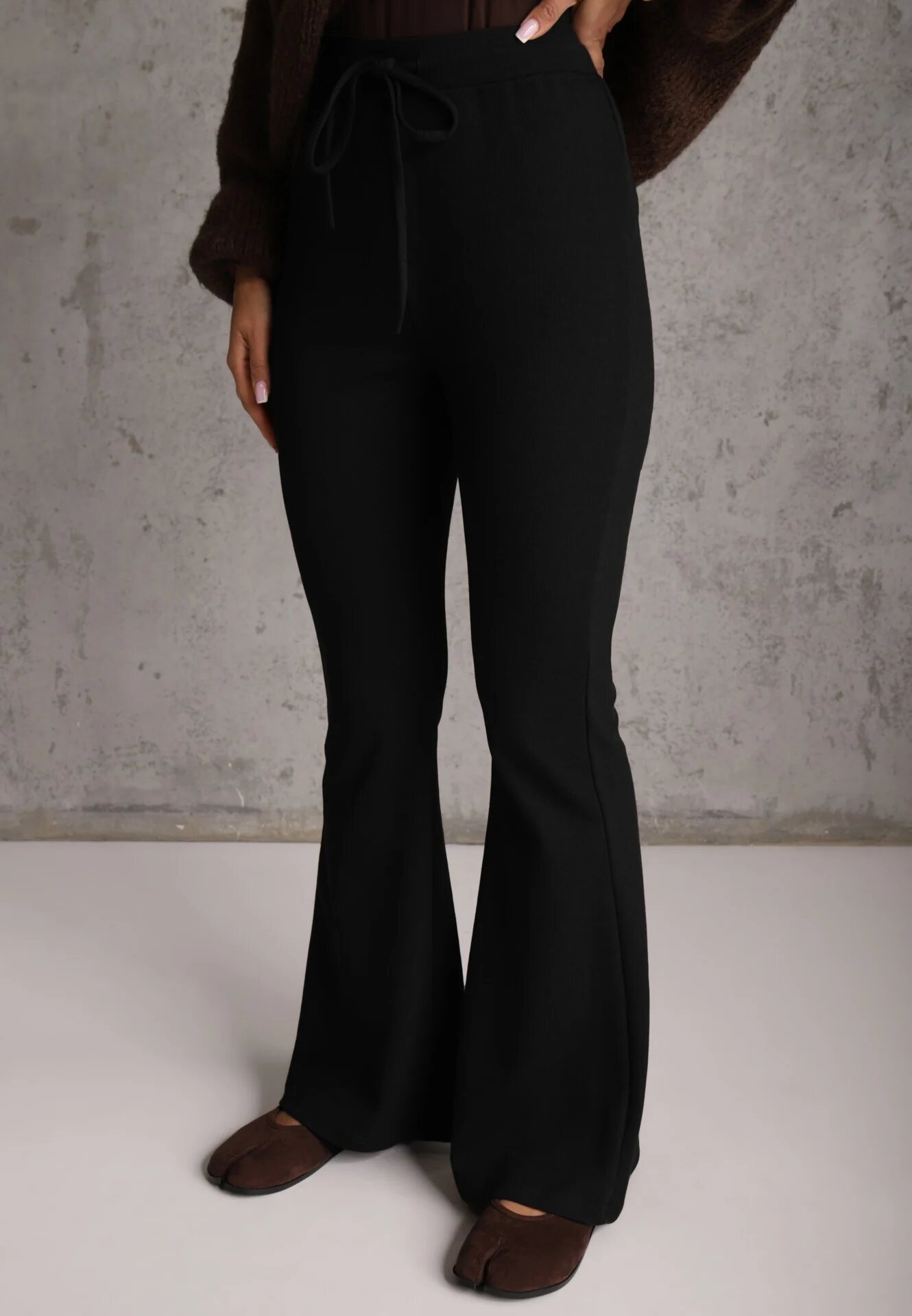 by swan Pantaloni flare modelatori din tricot din bumbac Tirena Negri